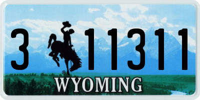 WY license plate 311311