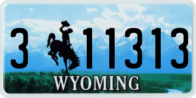 WY license plate 311313