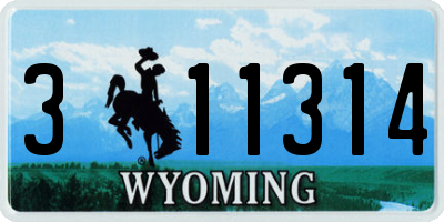WY license plate 311314
