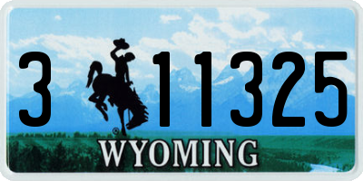 WY license plate 311325