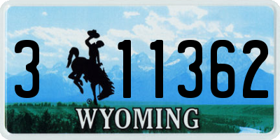 WY license plate 311362