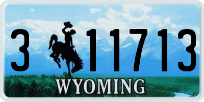 WY license plate 311713