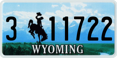 WY license plate 311722