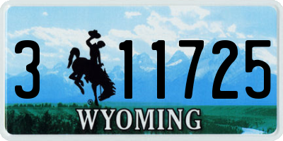 WY license plate 311725
