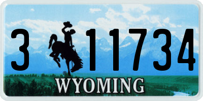 WY license plate 311734