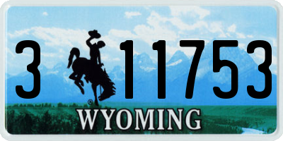 WY license plate 311753