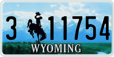 WY license plate 311754