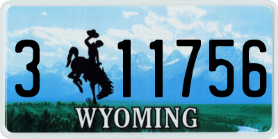 WY license plate 311756