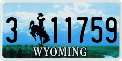 WY license plate 311759