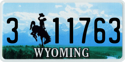 WY license plate 311763