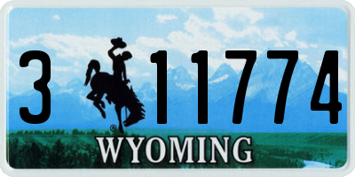 WY license plate 311774