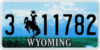 WY license plate 311782