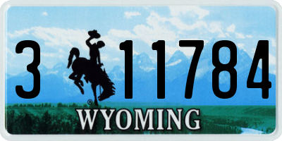 WY license plate 311784