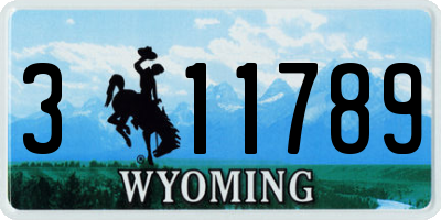 WY license plate 311789