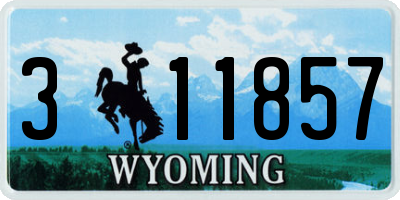 WY license plate 311857