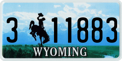 WY license plate 311883
