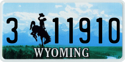 WY license plate 311910