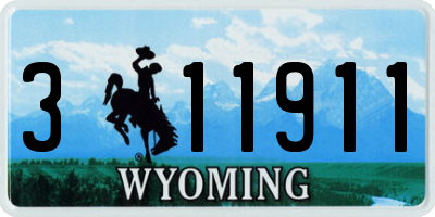 WY license plate 311911