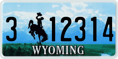 WY license plate 312314