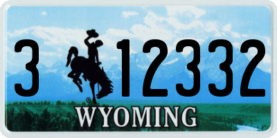 WY license plate 312332