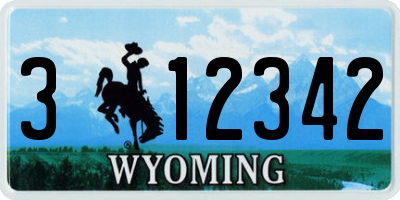 WY license plate 312342