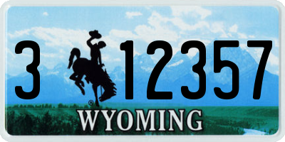 WY license plate 312357