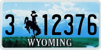 WY license plate 312376