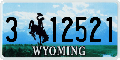 WY license plate 312521