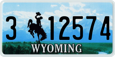 WY license plate 312574