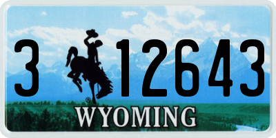 WY license plate 312643