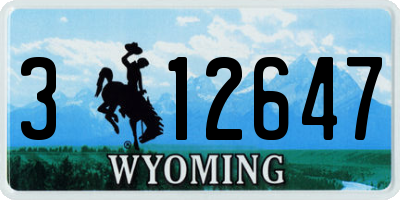 WY license plate 312647