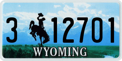WY license plate 312701