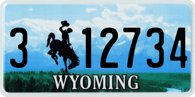 WY license plate 312734