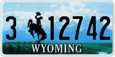 WY license plate 312742