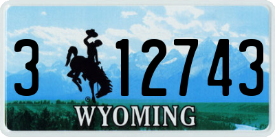 WY license plate 312743
