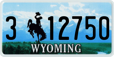 WY license plate 312750