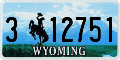 WY license plate 312751