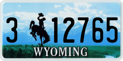 WY license plate 312765