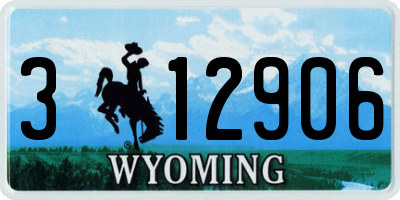 WY license plate 312906
