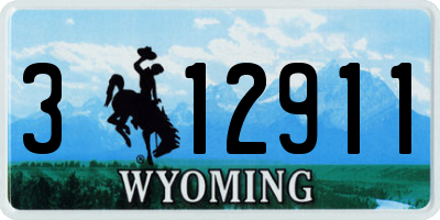 WY license plate 312911