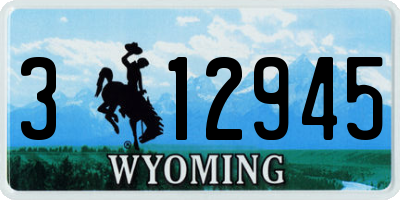 WY license plate 312945
