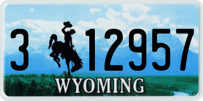 WY license plate 312957