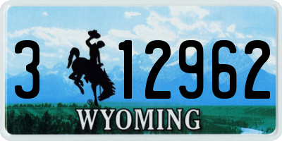 WY license plate 312962