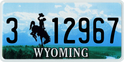 WY license plate 312967