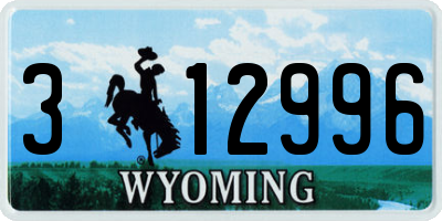 WY license plate 312996