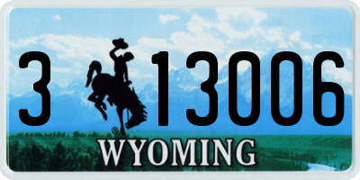 WY license plate 313006