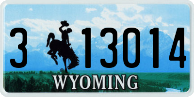 WY license plate 313014