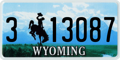 WY license plate 313087