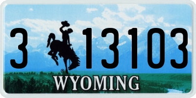 WY license plate 313103
