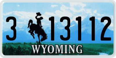 WY license plate 313112